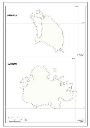 Carte d'Antigua-et-Barbuda fond vierge